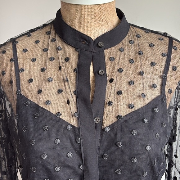 J. Crew Sheer Button-up with Camisole  Dot Print  Size 2 - Picture 4 of 4